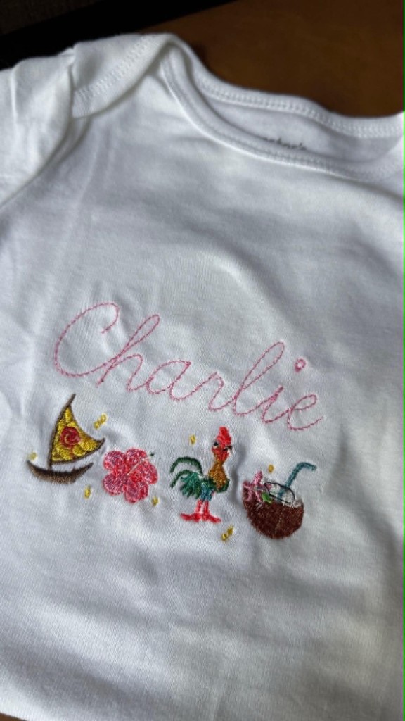 Personalized baby onesie embroidery